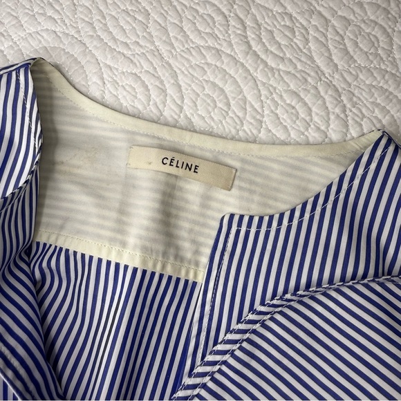Celine Blue and White Striped Midi Dress - Picture 15 of 16